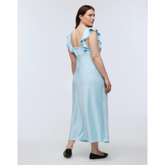 NWT Madewell Maxi Slip Dress Size 8 Flutter Sleeve Clarity‎ Baby Blue NP137 - Picture 5 of 13